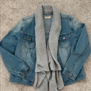 Ruff Hewn Denim Jacket with Gray Knit Collar